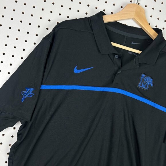 Nike 1 Cent Memphis Tigers Polo XLT Black Basketball Team Issued Penny Hardaway - Picture 3 of 7